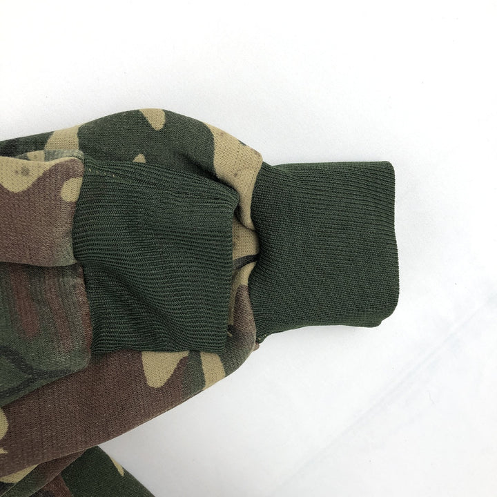 Camouflage Woodland Camo Full-Zip Sweatshirt Hoodie, Men's Size L (Equivalent), Vintage polyester Khaki type Vintage Second Hand