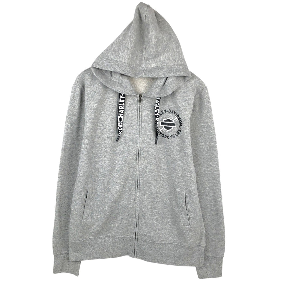 Harley-Davidson Men's Full-Zip Hoodie (Size M) cotton gray type Vintage Second Hand