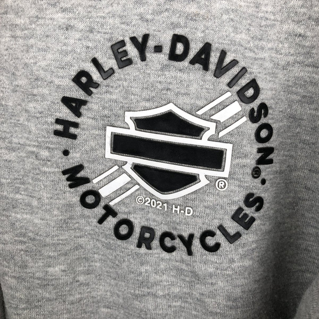 Harley-Davidson Men's Full-Zip Hoodie (Size M) cotton gray type Vintage Second Hand