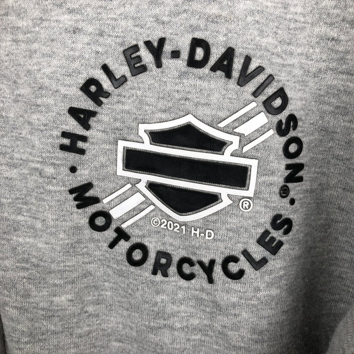 Harley-Davidson Men's Full-Zip Hoodie (Size M) cotton gray type Vintage Second Hand