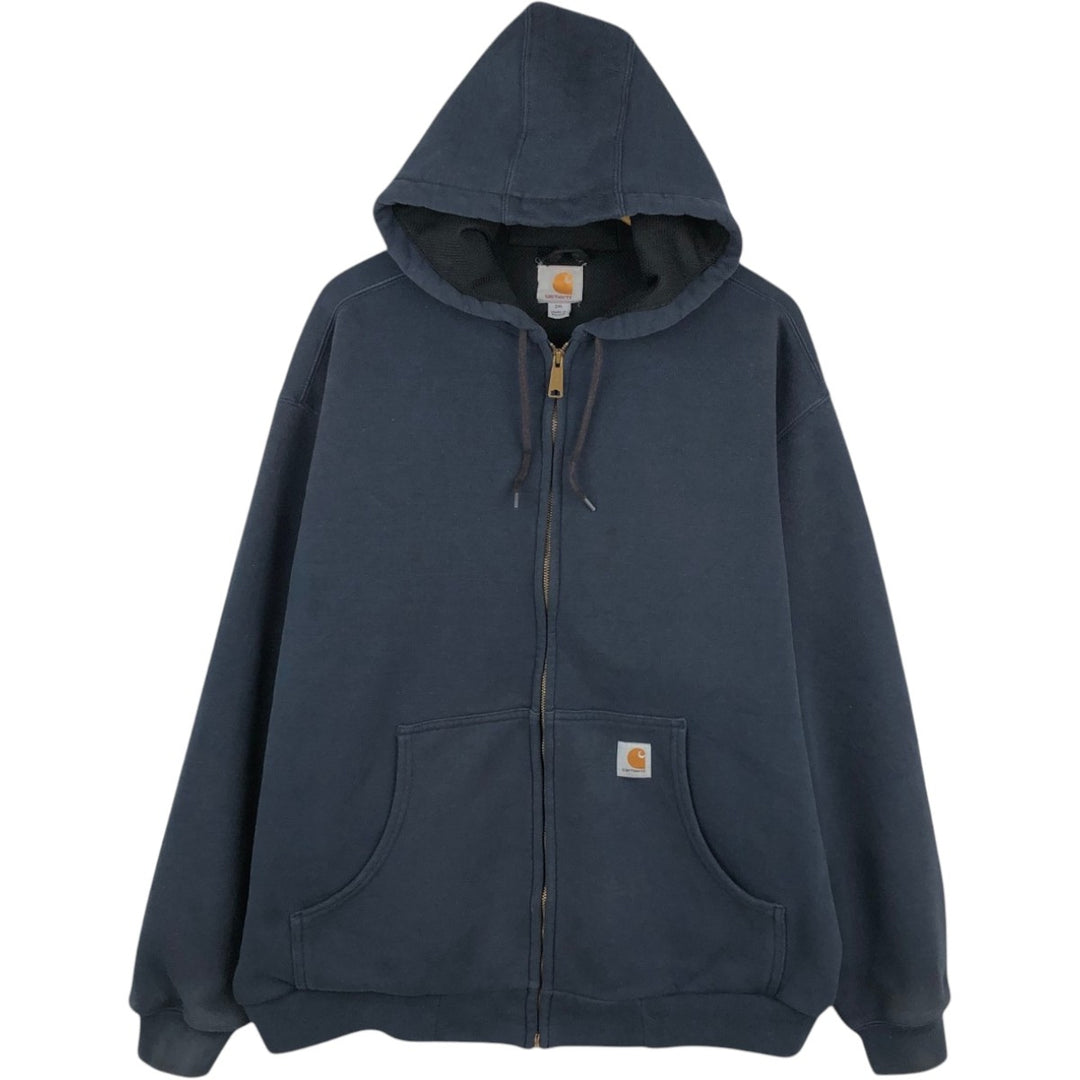 Carhartt Sweat Full-Zip Hoodie, Men's Size XXXL (approx.) cotton navy blue type Vintage Second Hand