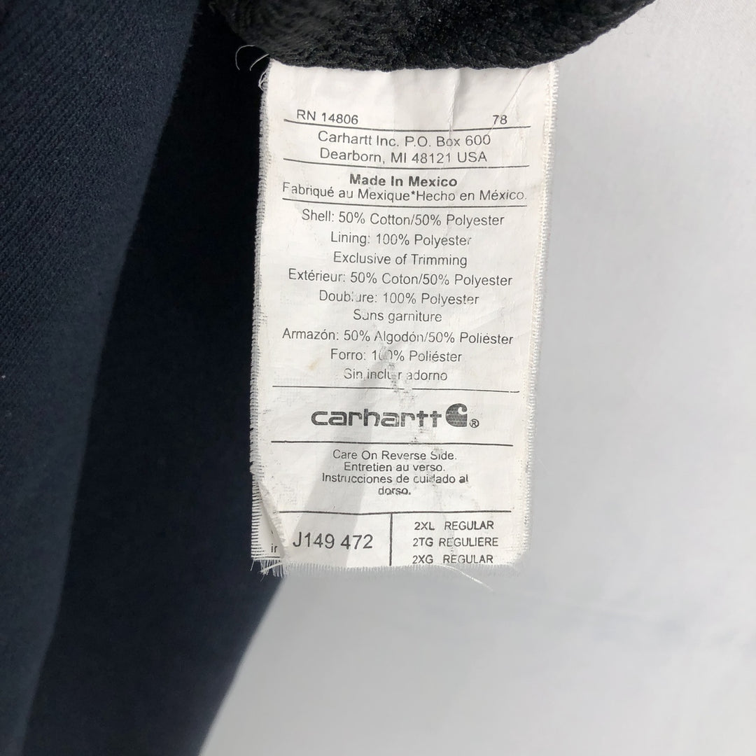 Carhartt Sweat Full-Zip Hoodie, Men's Size XXXL (approx.) cotton navy blue type Vintage Second Hand
