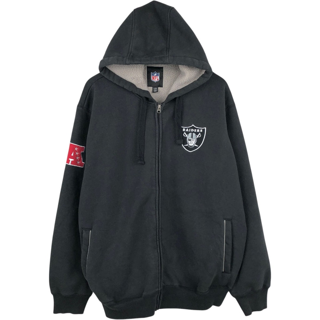 NFL Los Angeles Raiders Sweat Full-Zip Hoodie, Men's Size XL (approx.) cotton black type Vintage Second Hand