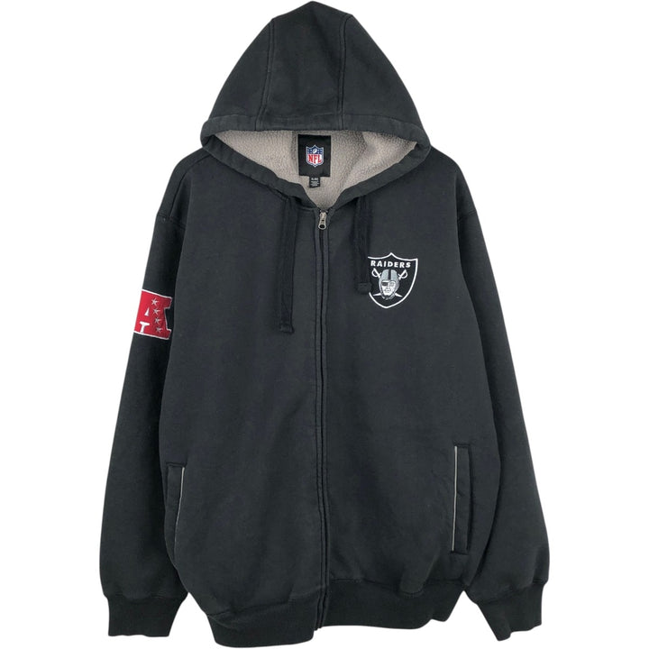 NFL Los Angeles Raiders Sweat Full-Zip Hoodie, Men's Size XL (approx.) cotton black type Vintage Second Hand