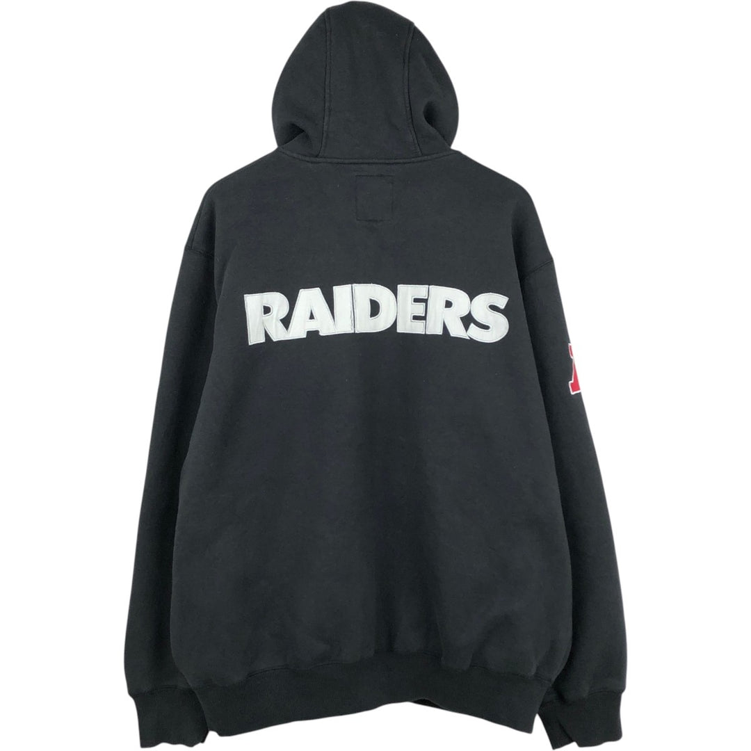 NFL Los Angeles Raiders Sweat Full-Zip Hoodie, Men's Size XL (approx.) cotton black type Vintage Second Hand