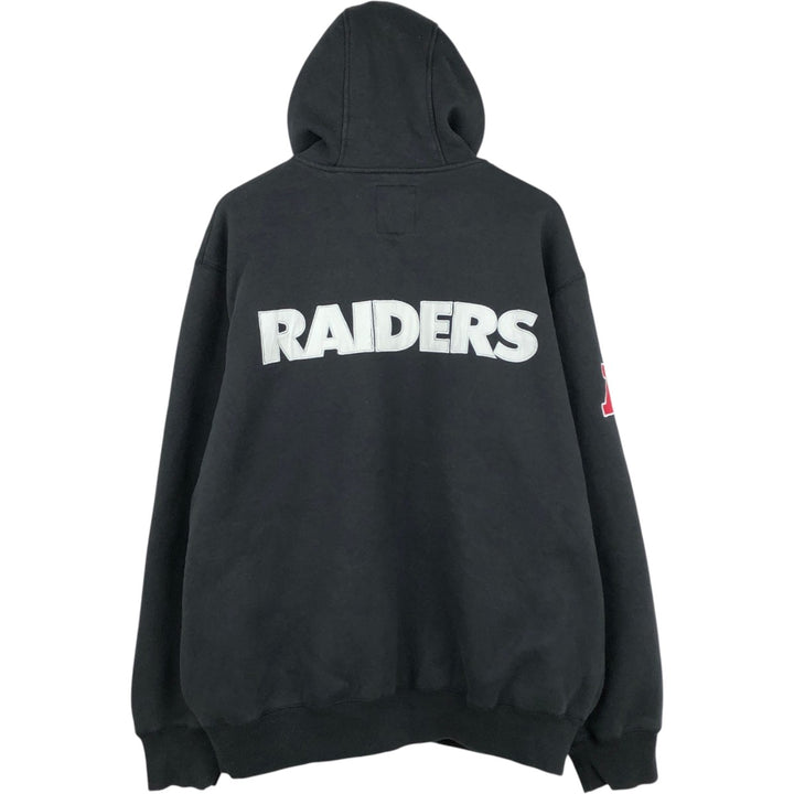 NFL Los Angeles Raiders Sweat Full-Zip Hoodie, Men's Size XL (approx.) cotton black type Vintage Second Hand