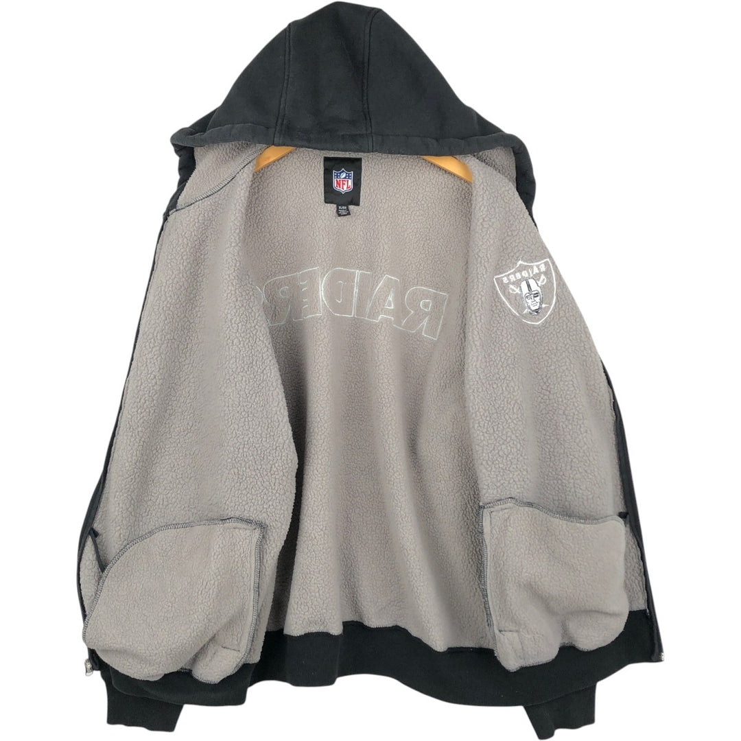 NFL Los Angeles Raiders Sweat Full-Zip Hoodie, Men's Size XL (approx.) cotton black type Vintage Second Hand