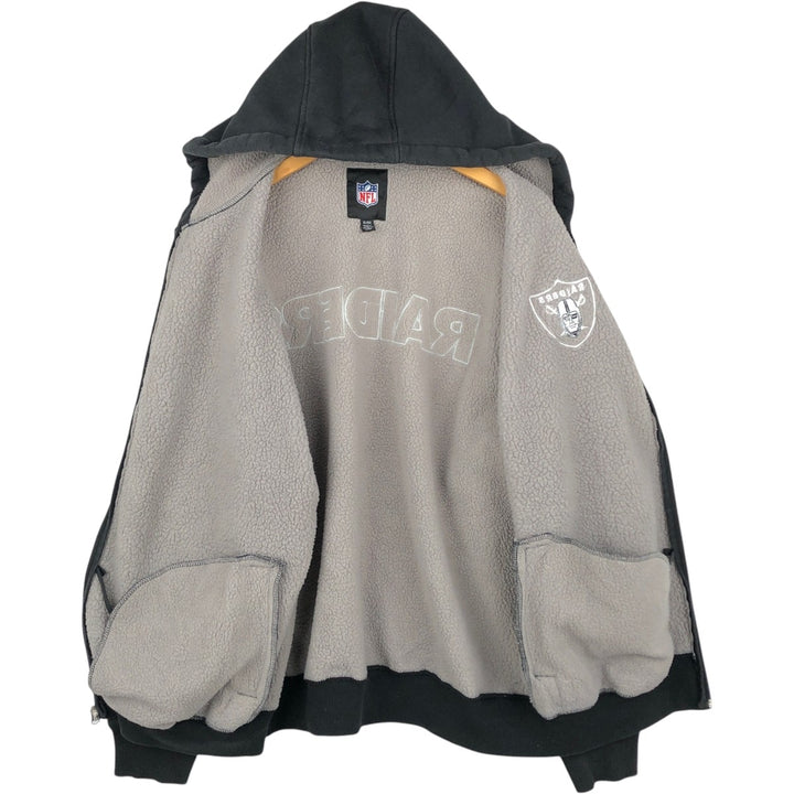 NFL Los Angeles Raiders Sweat Full-Zip Hoodie, Men's Size XL (approx.) cotton black type Vintage Second Hand