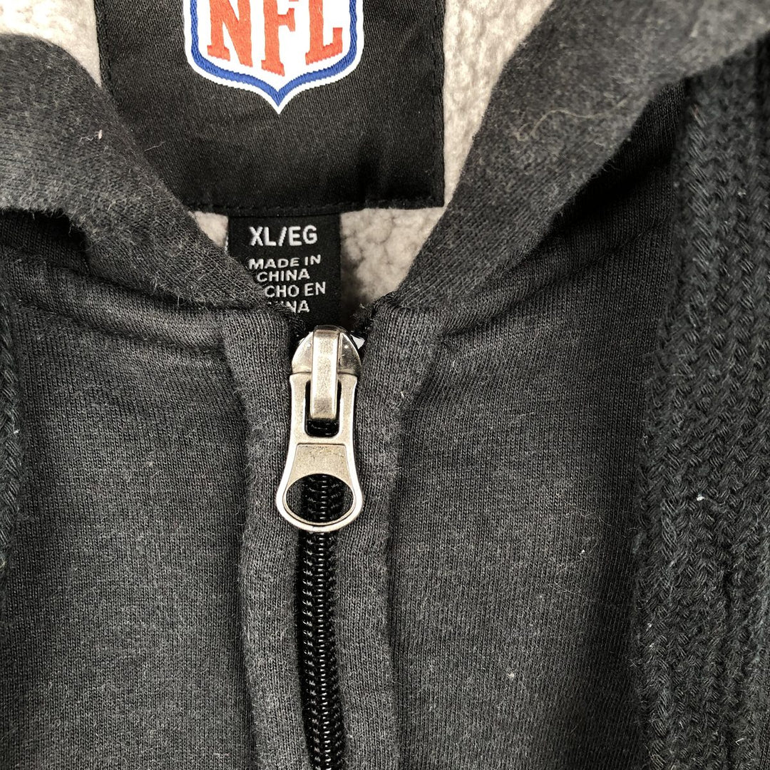NFL Los Angeles Raiders Sweat Full-Zip Hoodie, Men's Size XL (approx.) cotton black type Vintage Second Hand