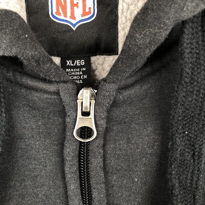 NFL Los Angeles Raiders Sweat Full-Zip Hoodie, Men's Size XL (approx.) cotton black type Vintage Second Hand
