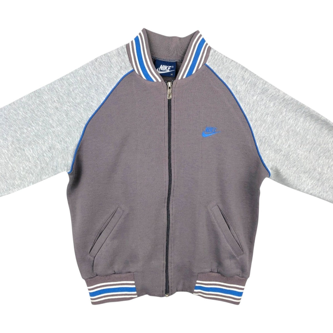 Vintage 1980'S Nike Navy Tag Full-Zip Sweatshirt, Men's Size Medium unclear gray type Vintage Second Hand