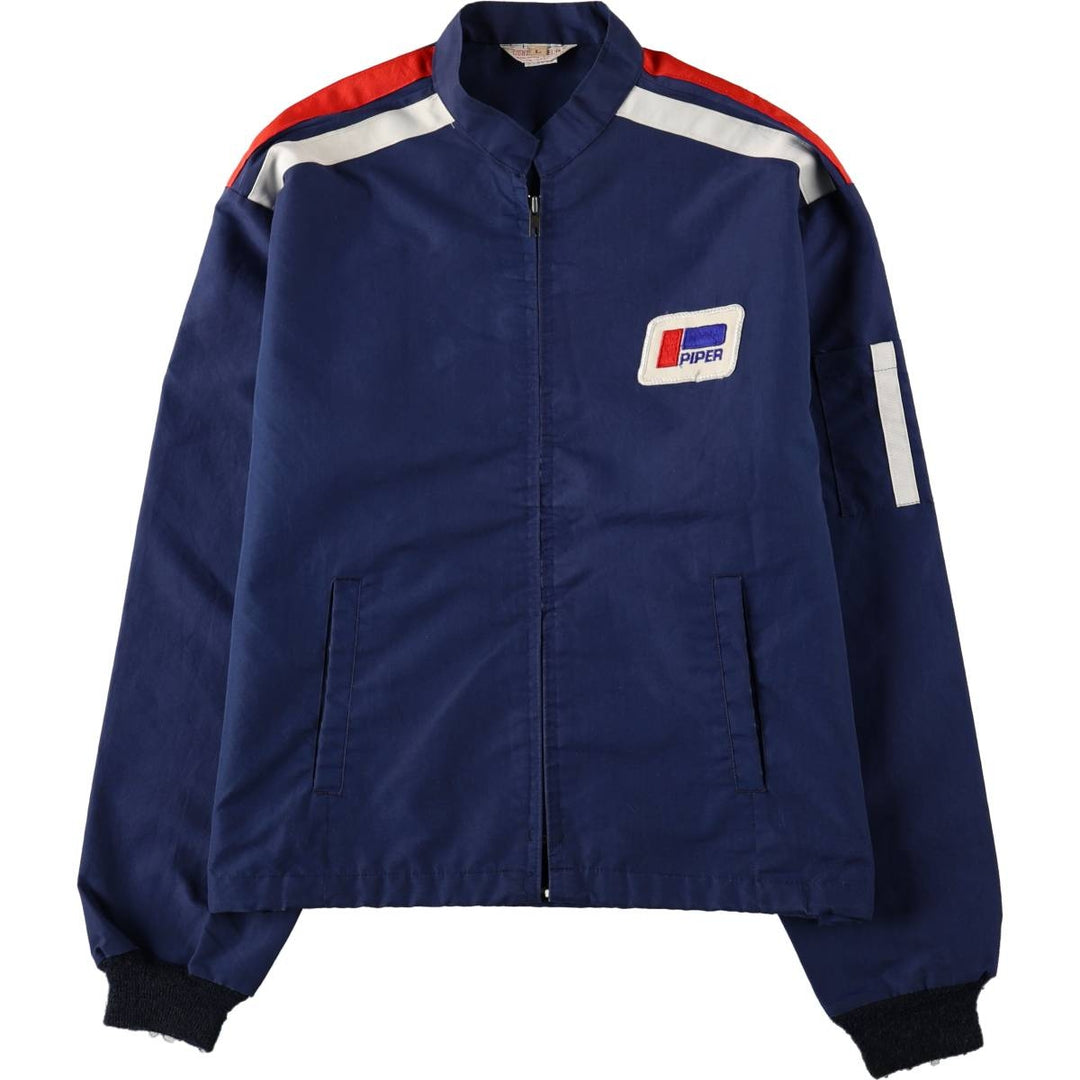 1960s-era FLIGHT APPAREL IND Piper Aircraft Tricolor Zip-Up Jacket, Men's Size L (approx.), Vintage unclear red type Vintage Second Hand