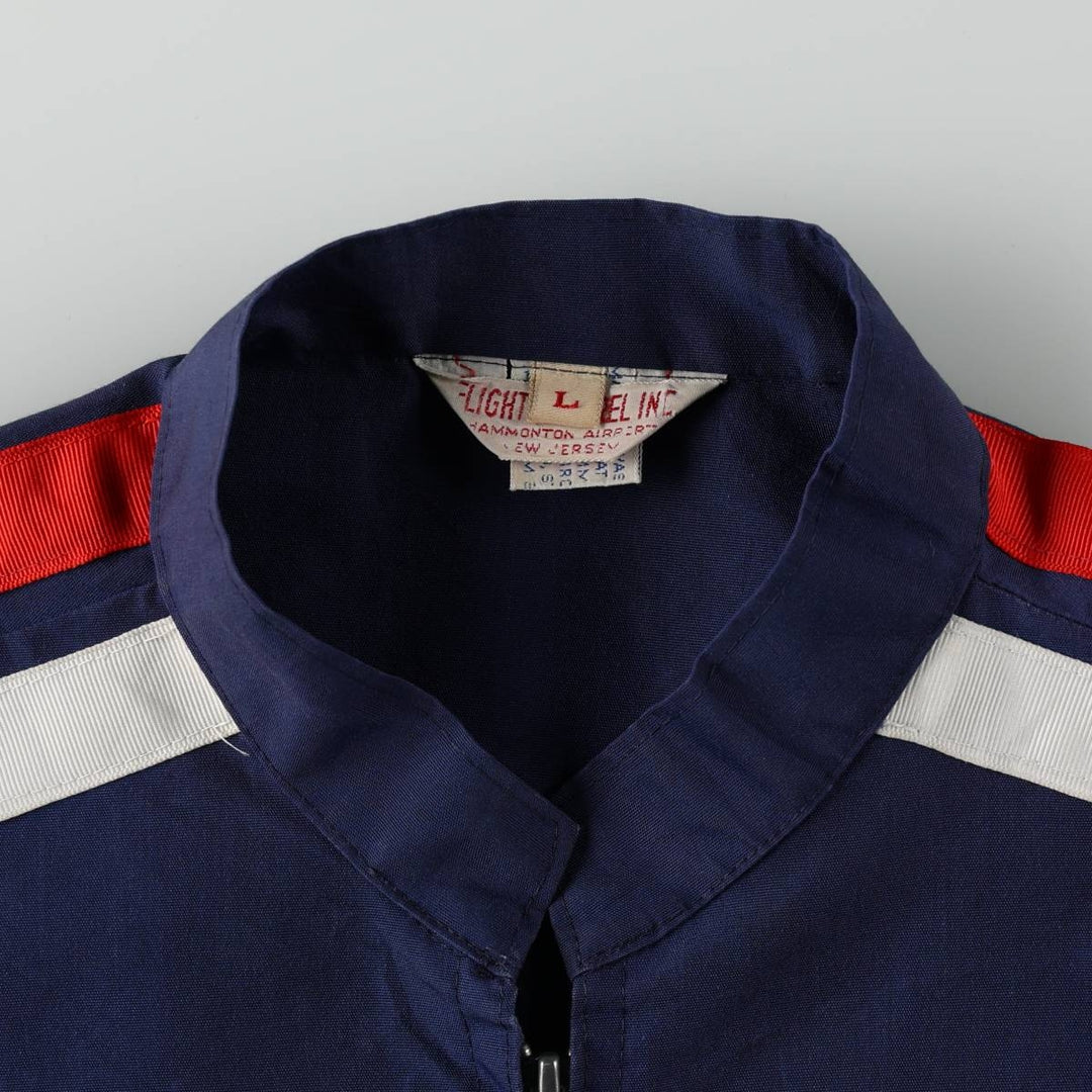 1960s-era FLIGHT APPAREL IND Piper Aircraft Tricolor Zip-Up Jacket, Men's Size L (approx.), Vintage unclear red type Vintage Second Hand
