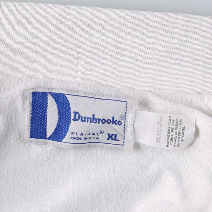 80s-era Dunbrook Pla-Jac varsity jacket, award jacket, made in USA, men's size XL equivalent, vintage. Nylon white type Vintage Second Hand