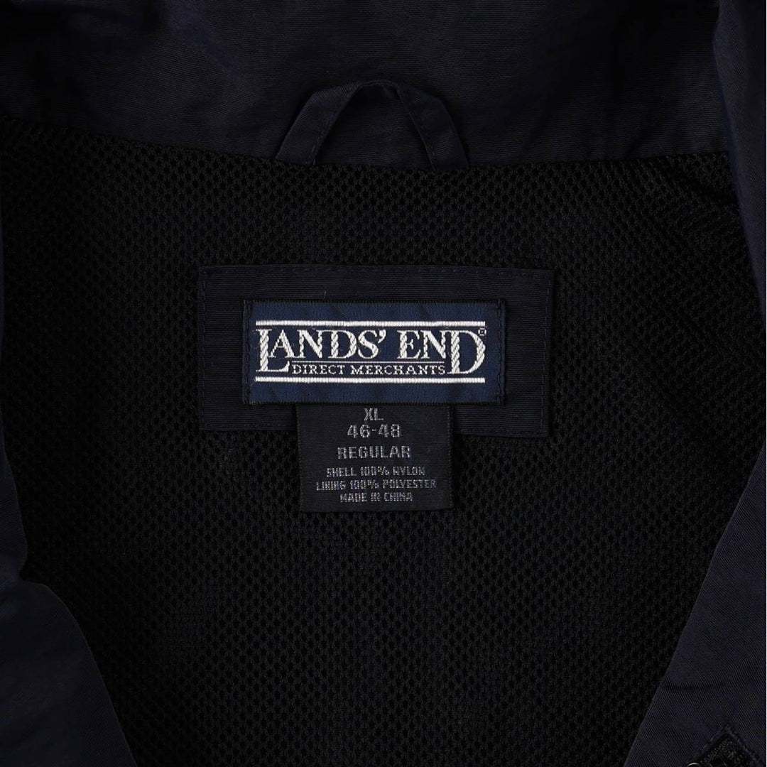 80s-90'S Lands' End Half-Zip Nylon Pullover, Men's Size XL (Equivalent), Vintage Nylon navy blue type Vintage Second Hand