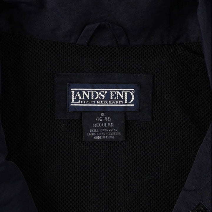 80s-90'S Lands' End Half-Zip Nylon Pullover, Men's Size XL (Equivalent), Vintage Nylon navy blue type Vintage Second Hand