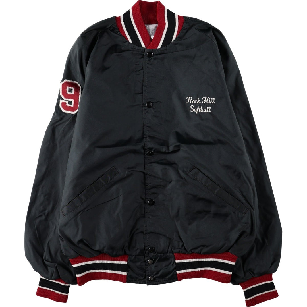 80'S DeLONG College Varsity Jacket Award Jacket Made in USA Men's Size L (Equivalent) Vintage polyester black type Vintage Second Hand