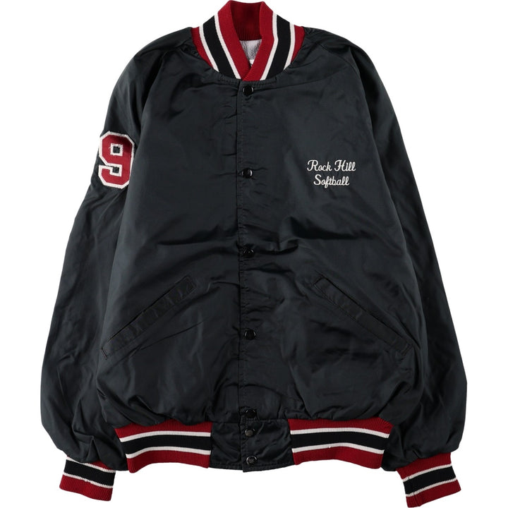80'S DeLONG College Varsity Jacket Award Jacket Made in USA Men's Size L (Equivalent) Vintage polyester black type Vintage Second Hand