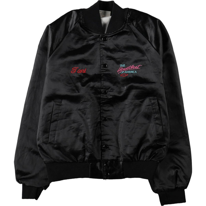 ~90'S AUBURN Nylon Stadium Jacket Award Jacket Varsity Jacket Made in USA Men's Size S (Equivalent) Vintage Nylon black type Vintage Second Hand