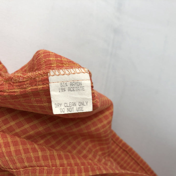 GILLIO Check Pattern Short-Sleeve Open Collar Rayon Shirt, Boxy Shirt, Made in USA, Men's XL Equivalent Rayon orange type Vintage Second Hand