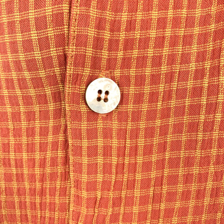 GILLIO Check Pattern Short-Sleeve Open Collar Rayon Shirt, Boxy Shirt, Made in USA, Men's XL Equivalent Rayon orange type Vintage Second Hand