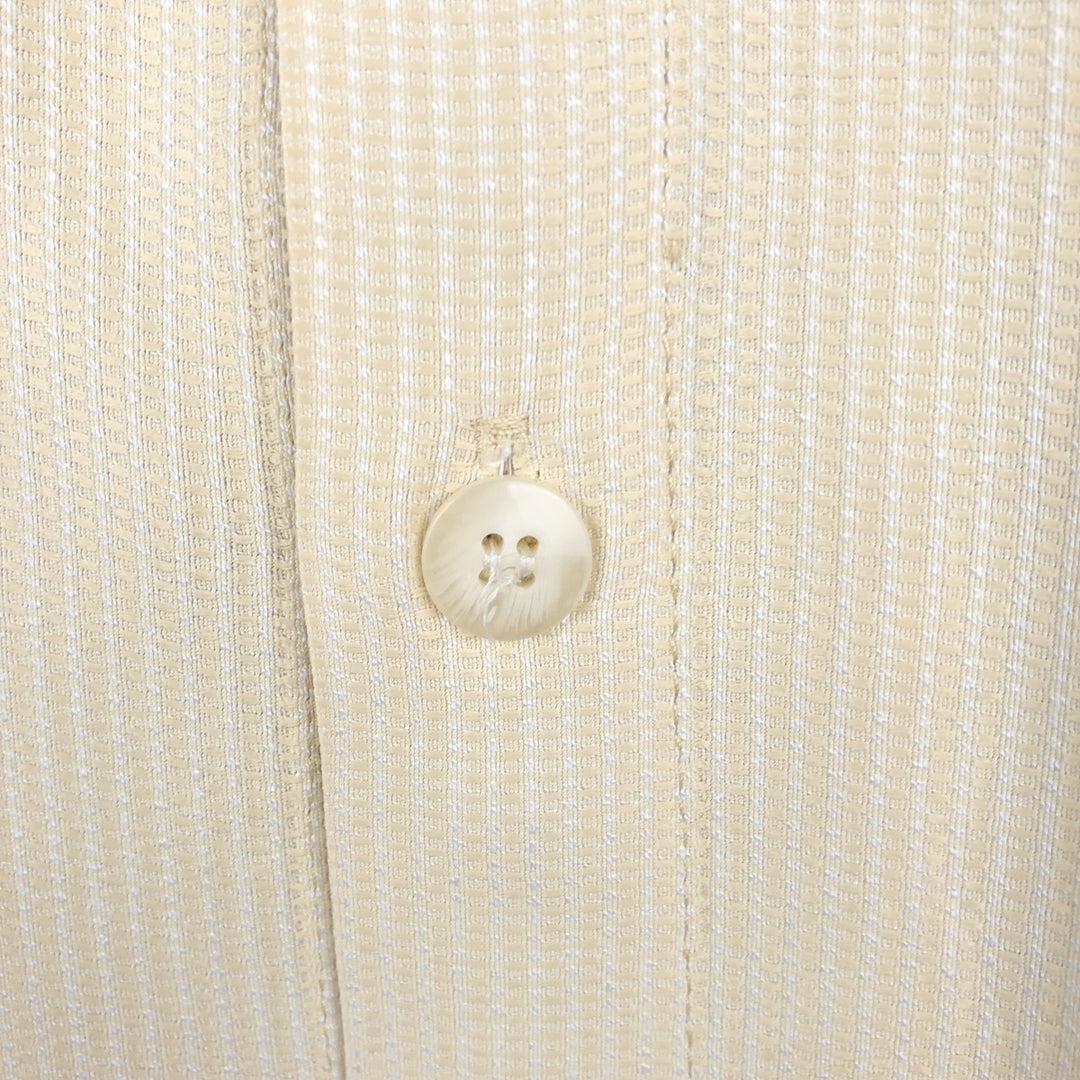 smash Stripe Pattern Short-Sleeve Open Collar Acetate x Rayon Shirt, Made in USA, Men's XL Equivalent Rayon yellow type Vintage Second Hand