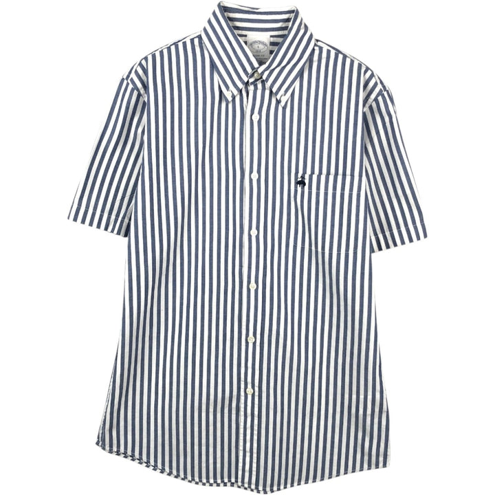 Brooks Brothers 1818 REGENT FIT Short-Sleeve Button-Down Striped Shirt, Men's Size S (approx.) cotton white type Vintage Second Hand