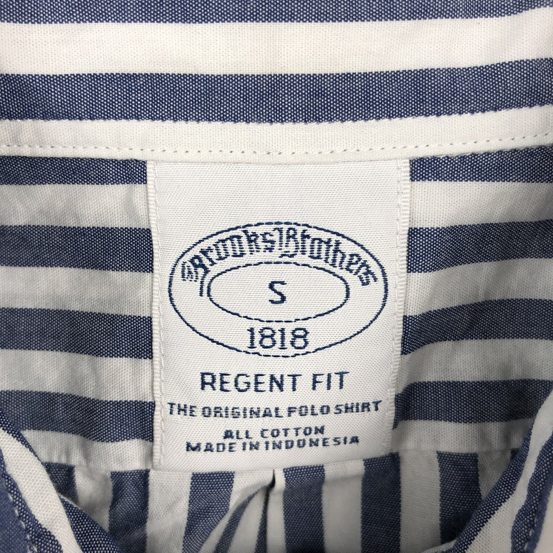 Brooks Brothers 1818 REGENT FIT Short-Sleeve Button-Down Striped Shirt, Men's Size S (approx.) cotton white type Vintage Second Hand