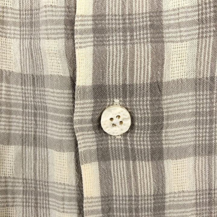 NATURAL ISSUE Check Pattern Short-Sleeve Open Collar Polyester x Rayon Box Shirt Men's Size L Rayon Beige type Vintage Second Hand