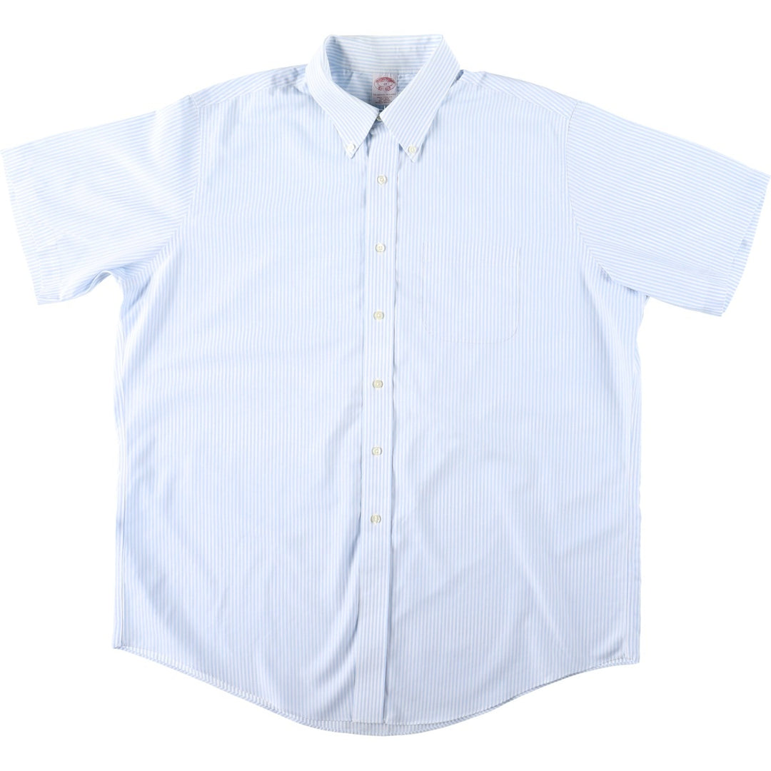 Brooks Brothers Est. 1818 Short Sleeve Button-Down Striped Shirt, Men's Size XL cotton white type Vintage Second Hand