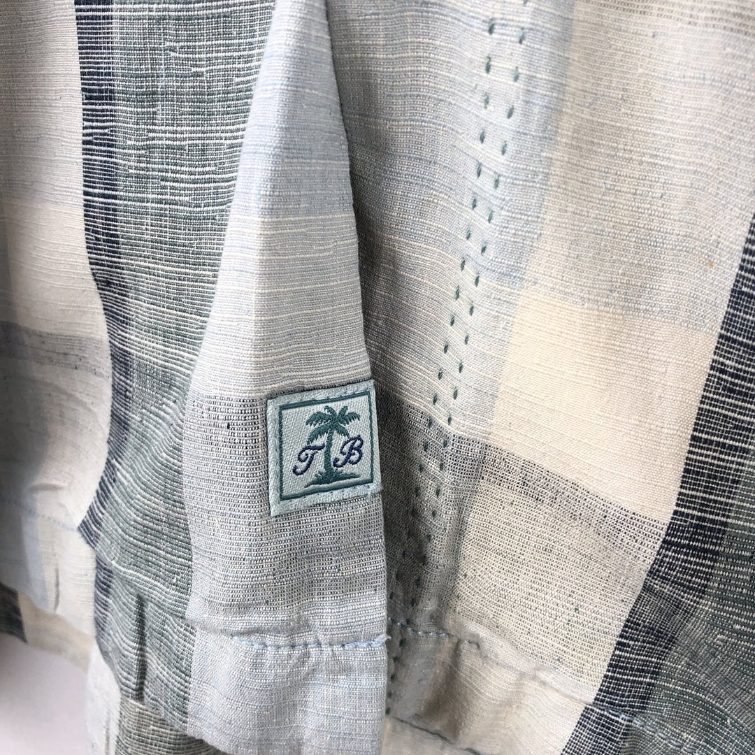 Tommy Bahama Original Fit Check Pattern Short-Sleeve Open Collar Silk Shirt, Boxy Shirt, Men's Size L (approx.) silk Blue type light blue Vintage Second Hand