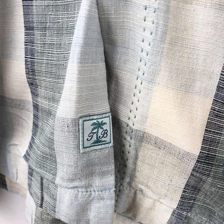 Tommy Bahama Original Fit Check Pattern Short-Sleeve Open Collar Silk Shirt, Boxy Shirt, Men's Size L (approx.) silk Blue type light blue Vintage Second Hand