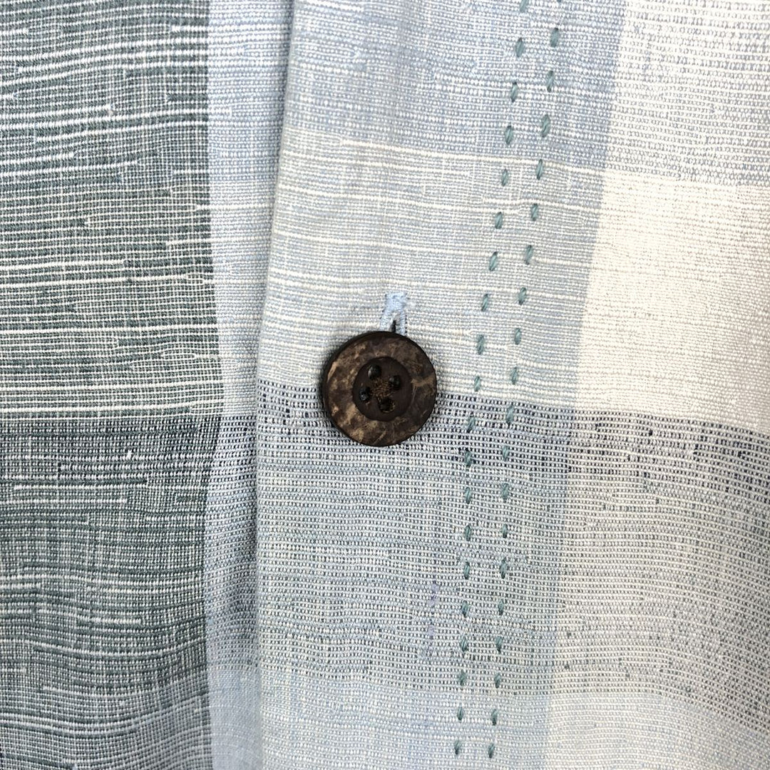 Tommy Bahama Original Fit Check Pattern Short-Sleeve Open Collar Silk Shirt, Boxy Shirt, Men's Size L (approx.) silk Blue type light blue Vintage Second Hand