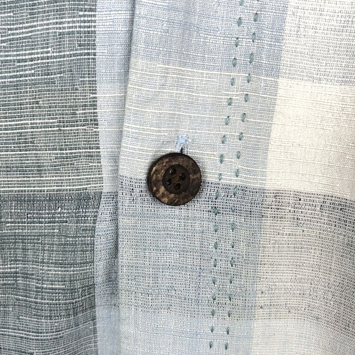 Tommy Bahama Original Fit Check Pattern Short-Sleeve Open Collar Silk Shirt, Boxy Shirt, Men's Size L (approx.) silk Blue type light blue Vintage Second Hand