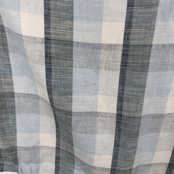 Tommy Bahama Original Fit Check Pattern Short-Sleeve Open Collar Silk Shirt, Boxy Shirt, Men's Size L (approx.) silk Blue type light blue Vintage Second Hand
