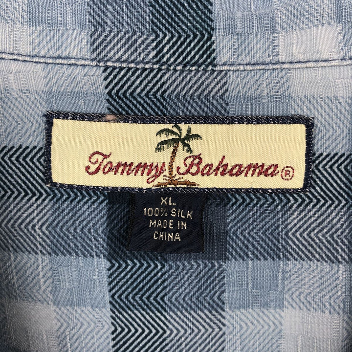 Tommy Bahama short sleeve open collar silk shirt, box shirt, men's XL size silk Blue type light blue Vintage Second Hand