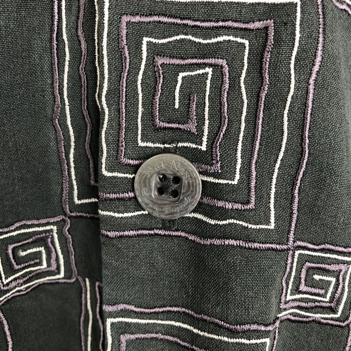 Nat Nast Luxury Originals All-over print short-sleeved open-collar silk shirt, boxy fit, men's size M. silk black type Vintage Second Hand