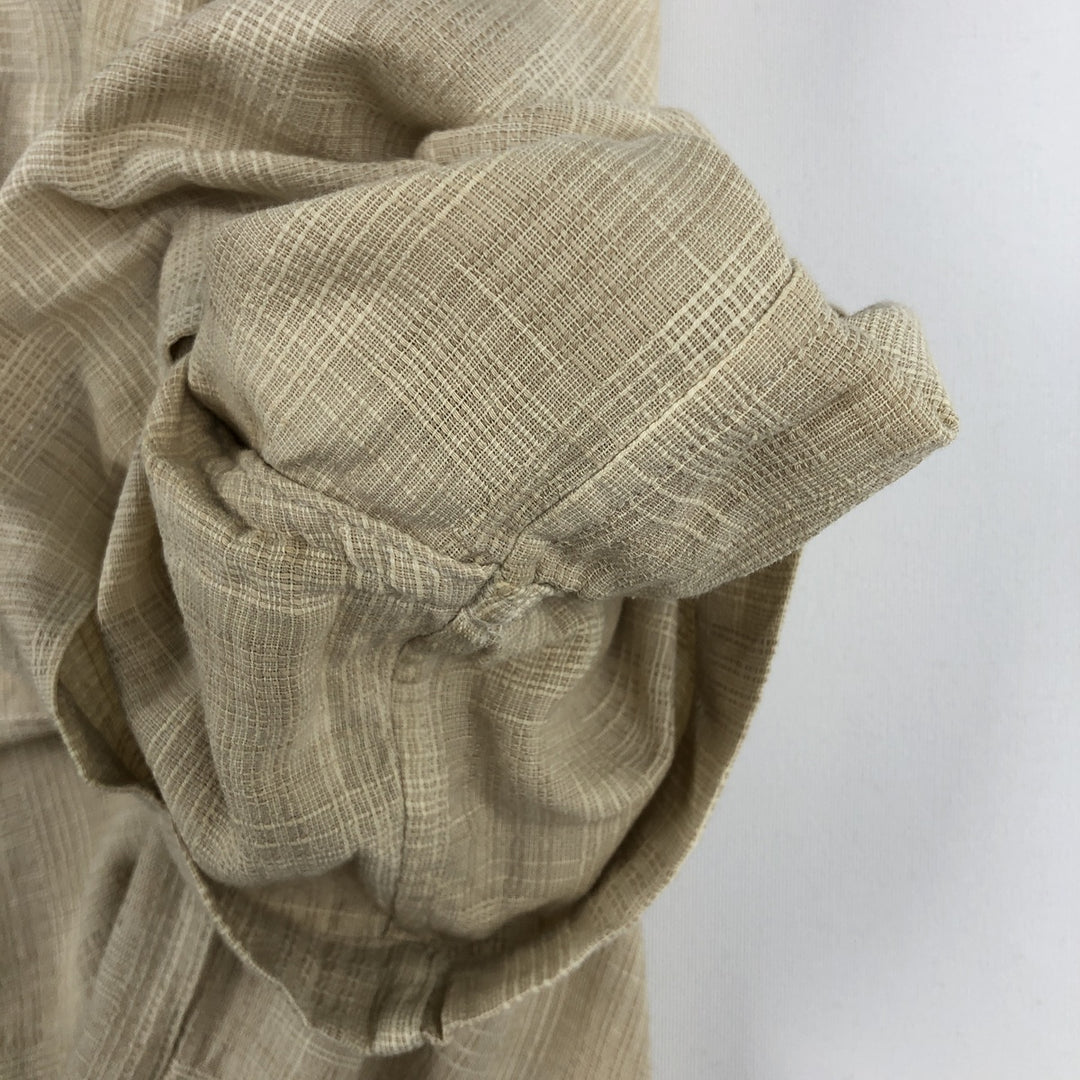 Jos. A. Bank all-over print short-sleeved open-collar cotton x silk box shirt, men's size XL equivalent. silk Beige type Vintage Second Hand