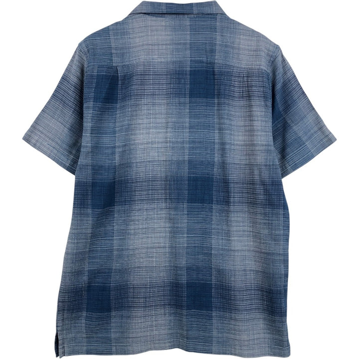 Tommy Bahama all-over print short-sleeved open-collar cotton x silk box shirt, men's size L. silk blue type Vintage Second Hand