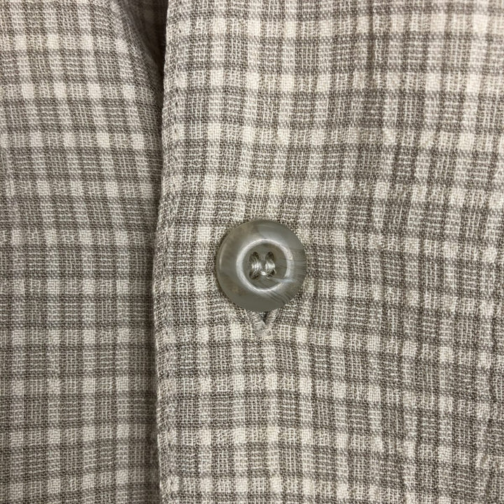 Croft & Barrow Check Pattern Short-Sleeve Open Collar Polyester x Rayon Box Shirt (Men's Size L) Rayon Beige type Vintage Second Hand