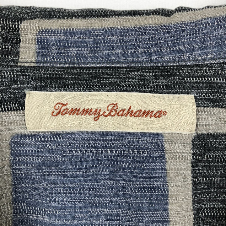 Tommy Bahama All-over Print Short Sleeve Open Collar Silk Shirt Box Shirt Men's L Size silk blue type Vintage Second Hand