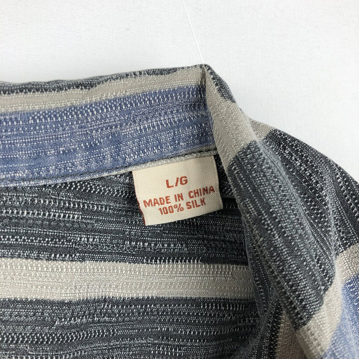 Tommy Bahama All-over Print Short Sleeve Open Collar Silk Shirt Box Shirt Men's L Size silk blue type Vintage Second Hand
