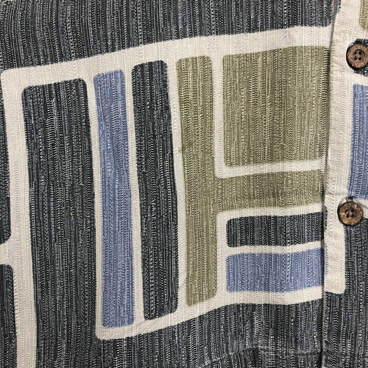 Tommy Bahama All-over Print Short Sleeve Open Collar Silk Shirt Box Shirt Men's L Size silk blue type Vintage Second Hand