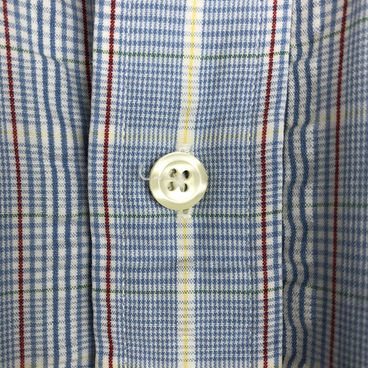Brooks Brothers 346 Seersucker Short-Sleeve Button-Down Check Shirt, Men's Size L (approx.) cotton Blue type light blue Vintage Second Hand
