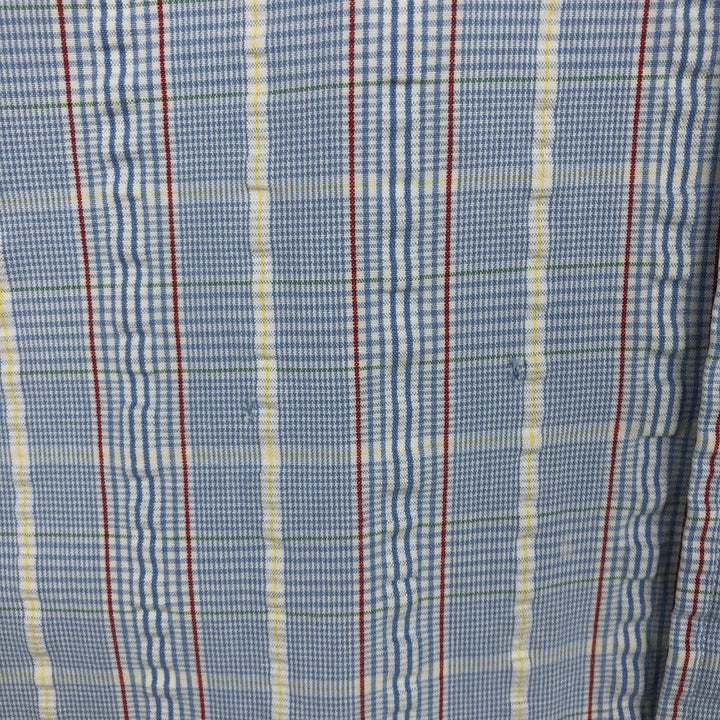 Brooks Brothers 346 Seersucker Short-Sleeve Button-Down Check Shirt, Men's Size L (approx.) cotton Blue type light blue Vintage Second Hand