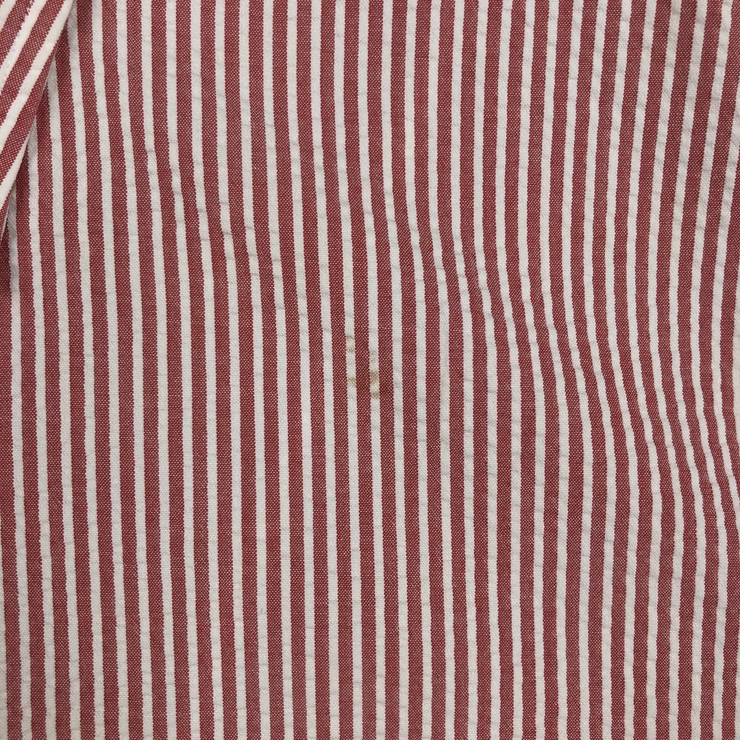 Brooks Brothers seersucker short-sleeved button-down striped shirt, men's size L (approx.) cotton white type Vintage Second Hand