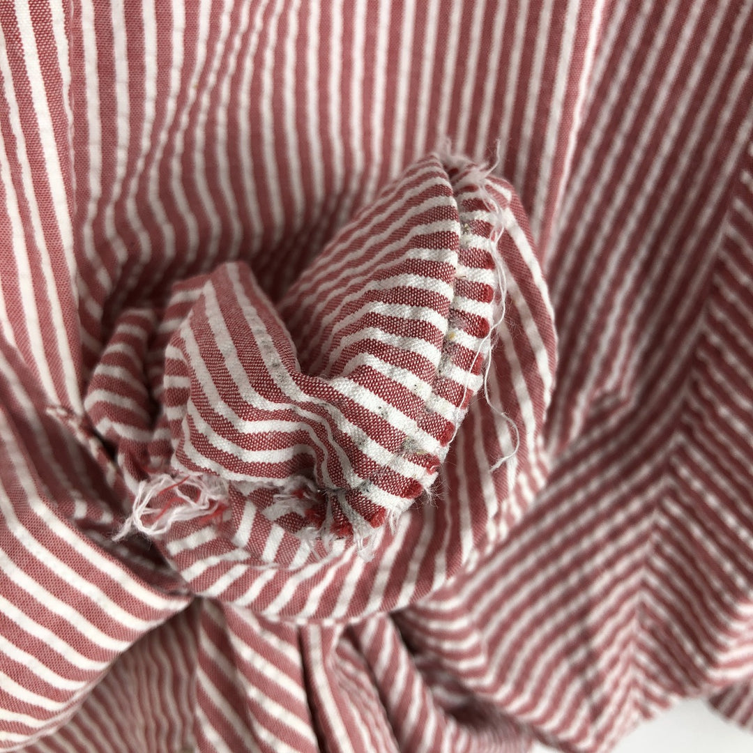 Brooks Brothers seersucker short-sleeved button-down striped shirt, men's size L (approx.) cotton white type Vintage Second Hand