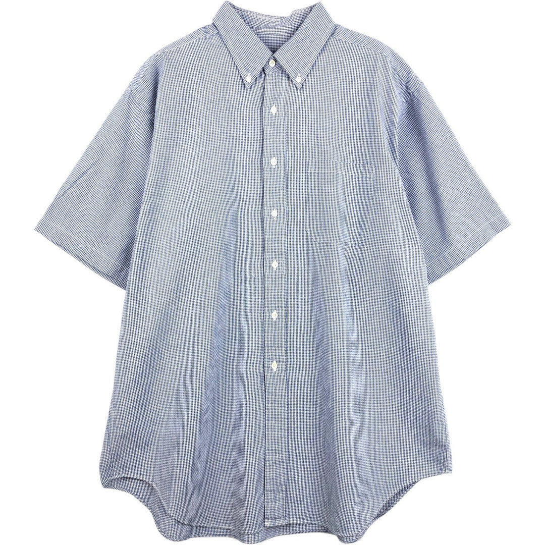 Brooks Brothers Est.1818 Gingham Check Seersucker Short-Sleeve Button-Down Check Shirt, Men's Size XL (approx.) cotton white type Vintage Second Hand