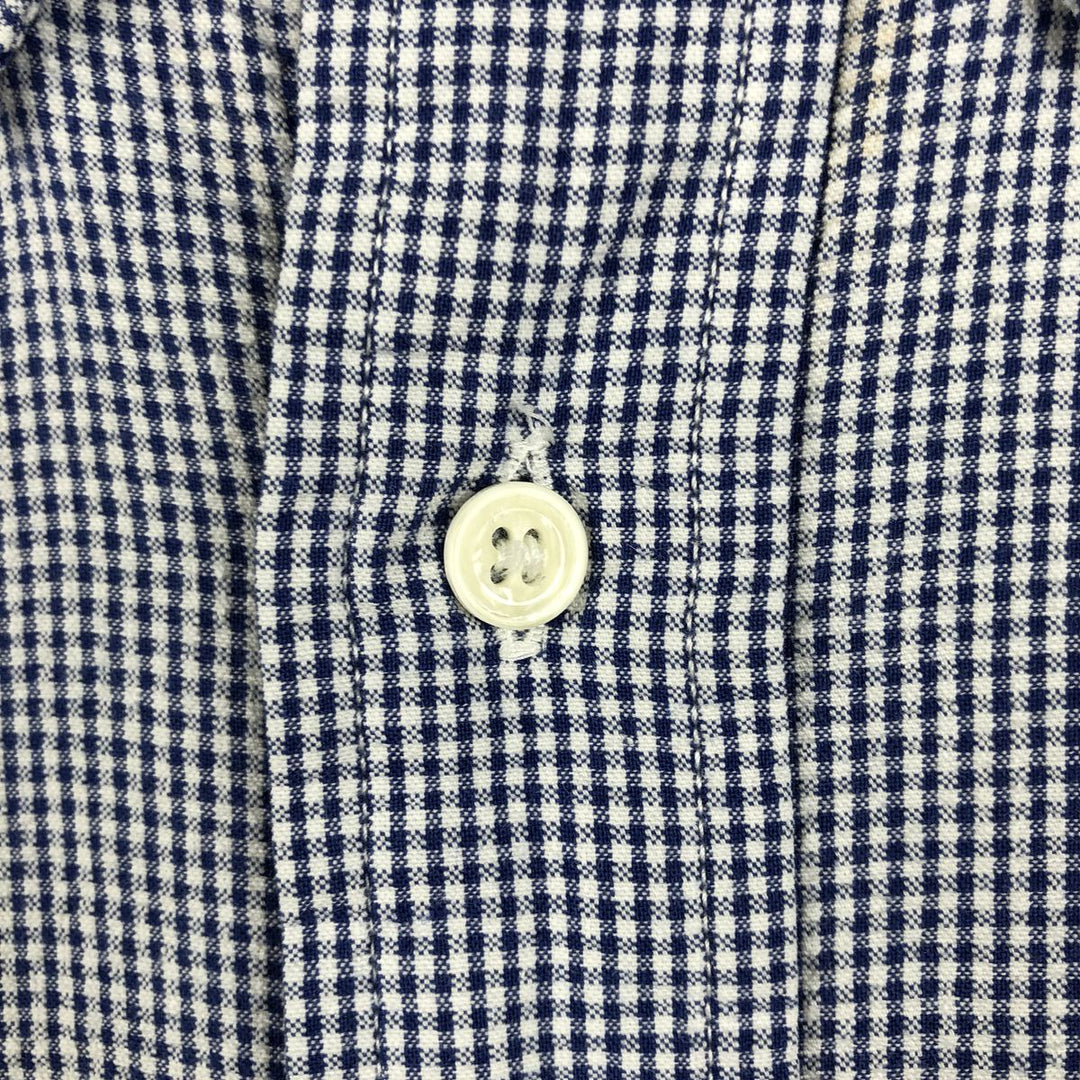 Brooks Brothers Est.1818 Gingham Check Seersucker Short-Sleeve Button-Down Check Shirt, Men's Size XL (approx.) cotton white type Vintage Second Hand