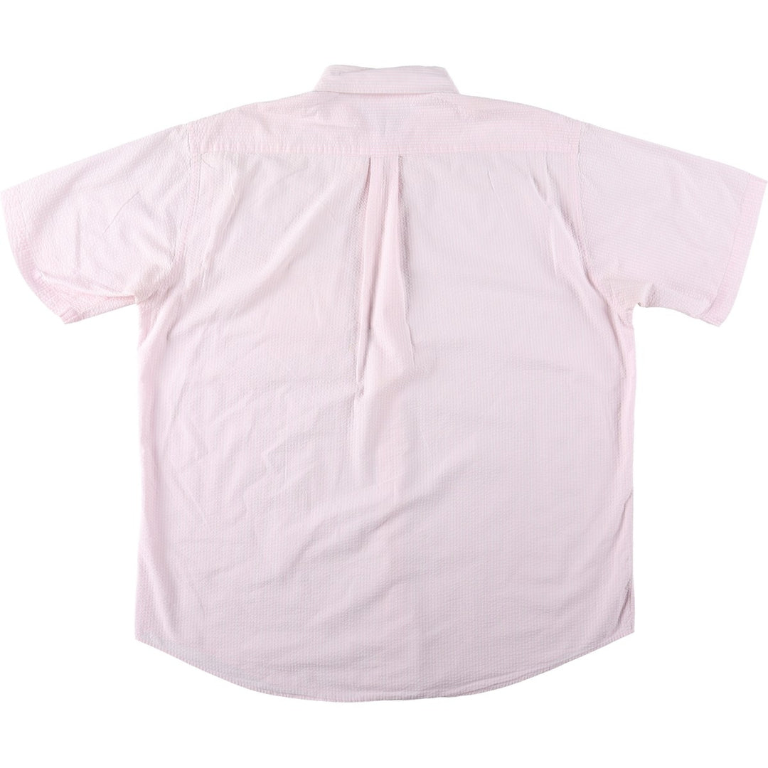 Brooks Brothers Est.1818 Seersucker Short-Sleeve Button-Down Striped Shirt, Men's Size XL (approx.) cotton white type Vintage Second Hand